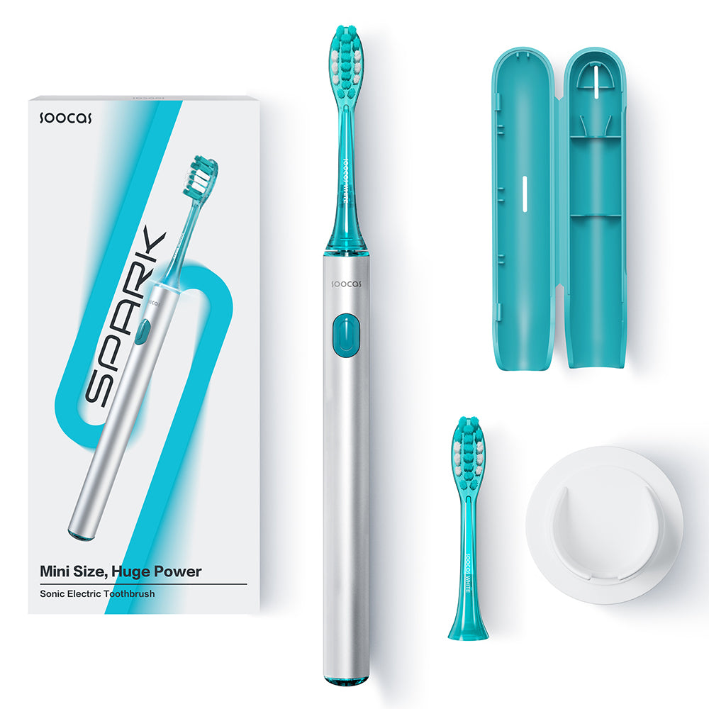Soocas Spark Silver Sonic Toothbrush with the Size of a Manual Toothbrush
