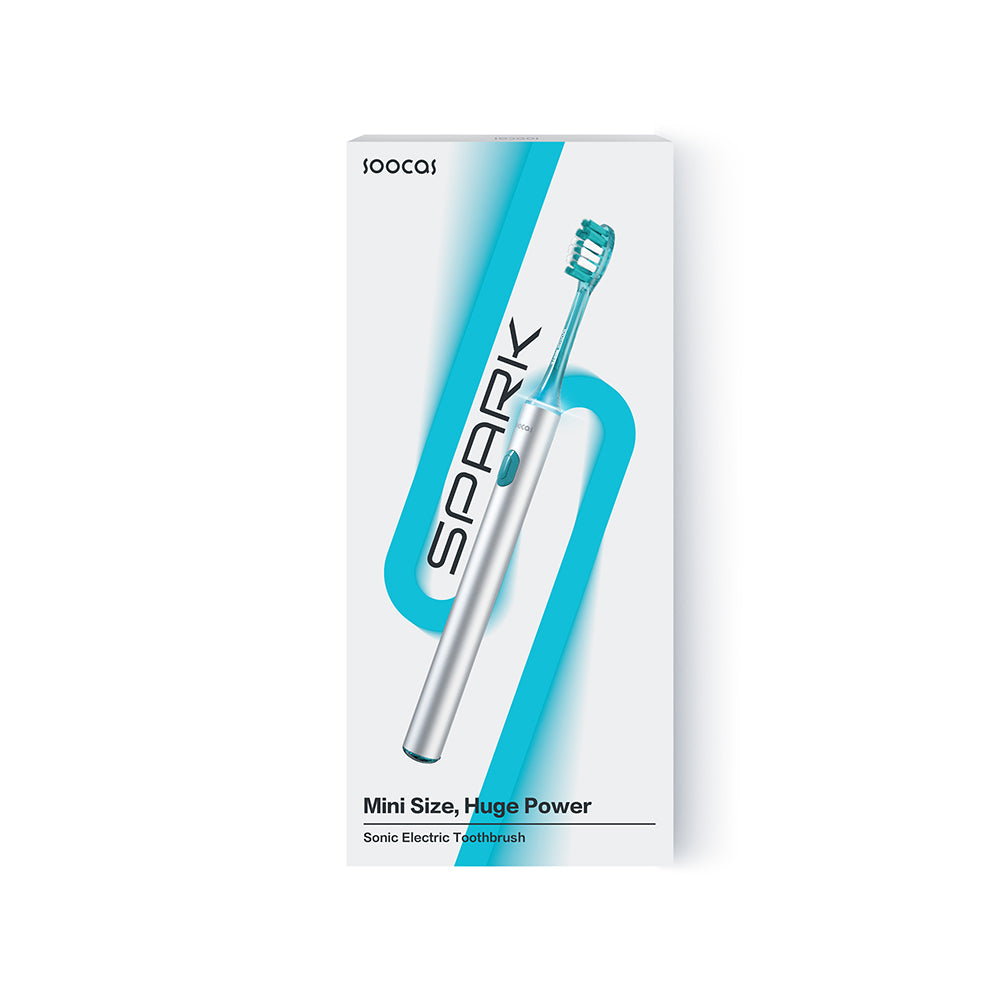 Soocas Spark Silver Sonic Toothbrush with the Size of a Manual Toothbrush