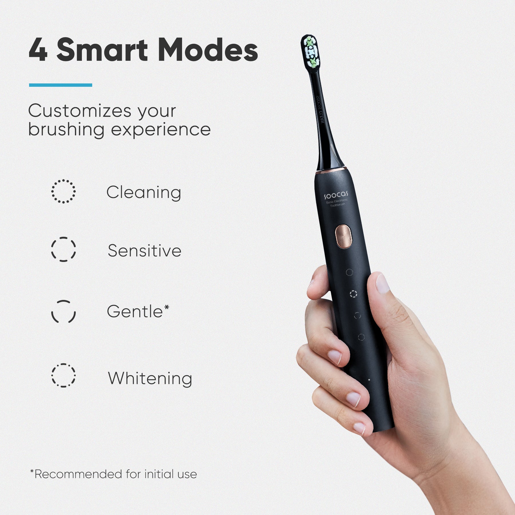 Soocas X3U Black Sonic Toothbrush with Travel Case and Smart Timer(Not available in Germany)